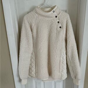 Abercrombie & Fitch Cream Teddy Jacket with Button Detail